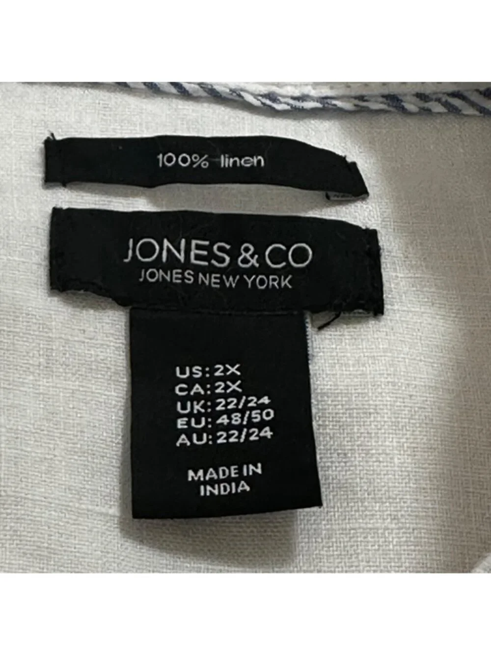 Jones New York Womens White 100% Linen Trucker Style Shacket Size 2X Beach - Picture 4 of 10